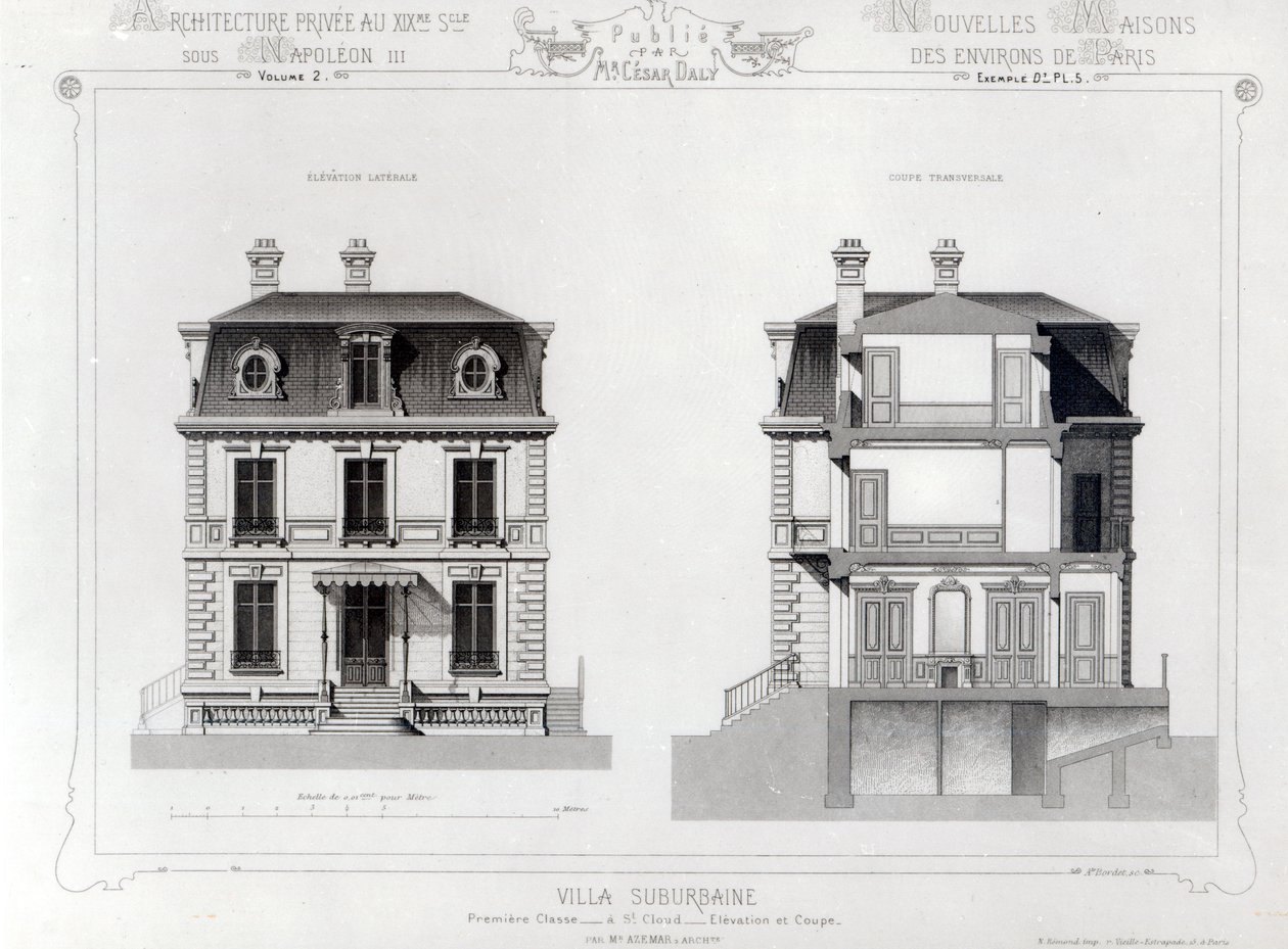 Suburban Villa, Premier Chasse przy St. Cloud, z Architecture Privee au C19th, autorstwa French School