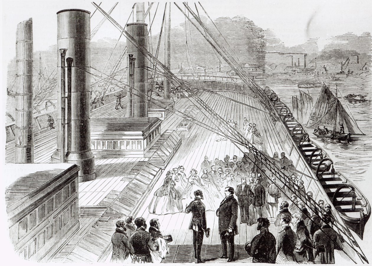 Wizyta księcia Napoleona na Great Eastern w Southampton 18 października 1859, ilustracja z Le Monde Illustre, 5 listopada 1859 autorstwa French School