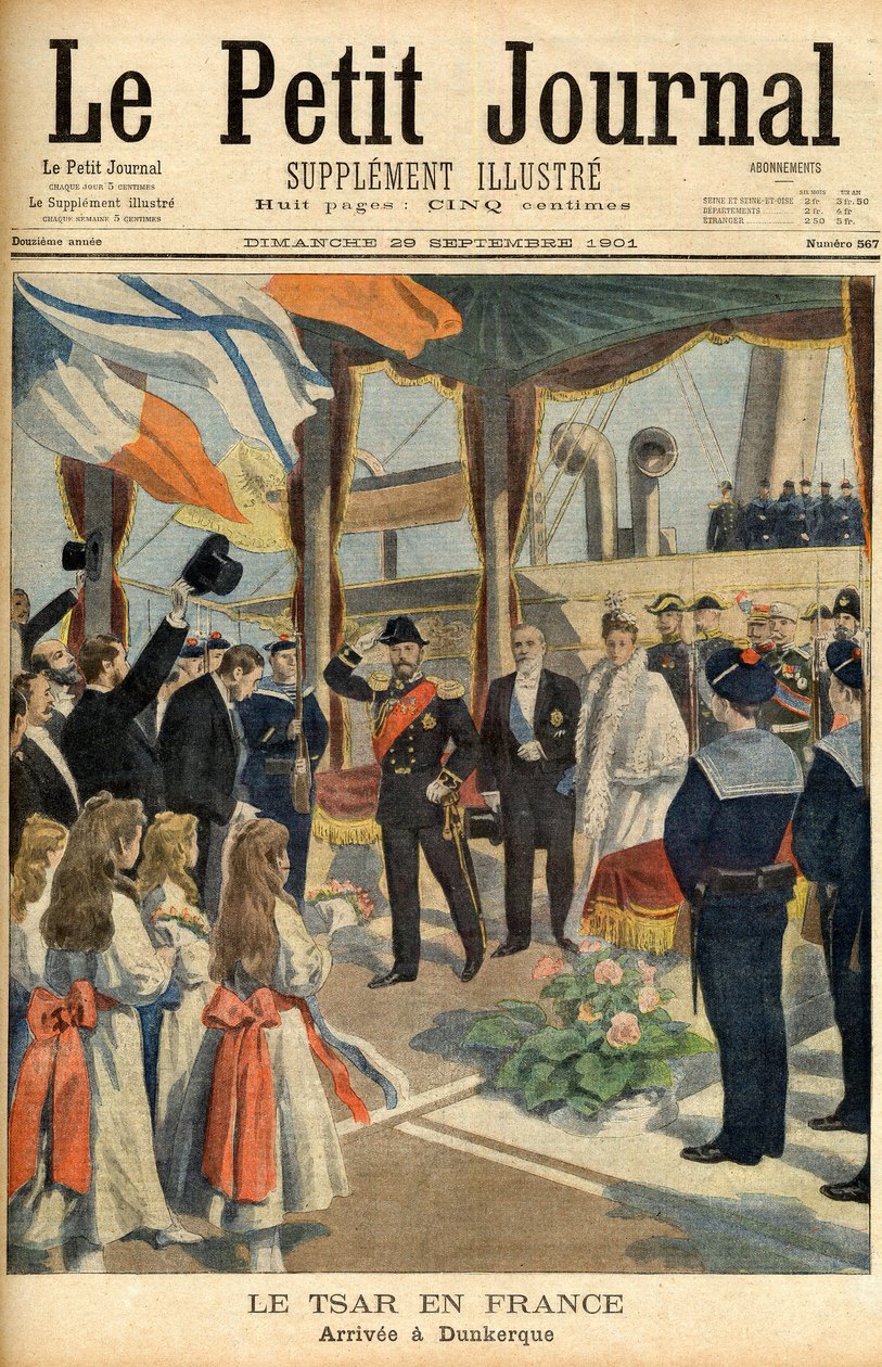 Wizyta cara Rosji Mikołaja II we Francji Pierwsza strona gazety „Le Petit Journal” z 29 września 1901 r. (rycina) autorstwa French School