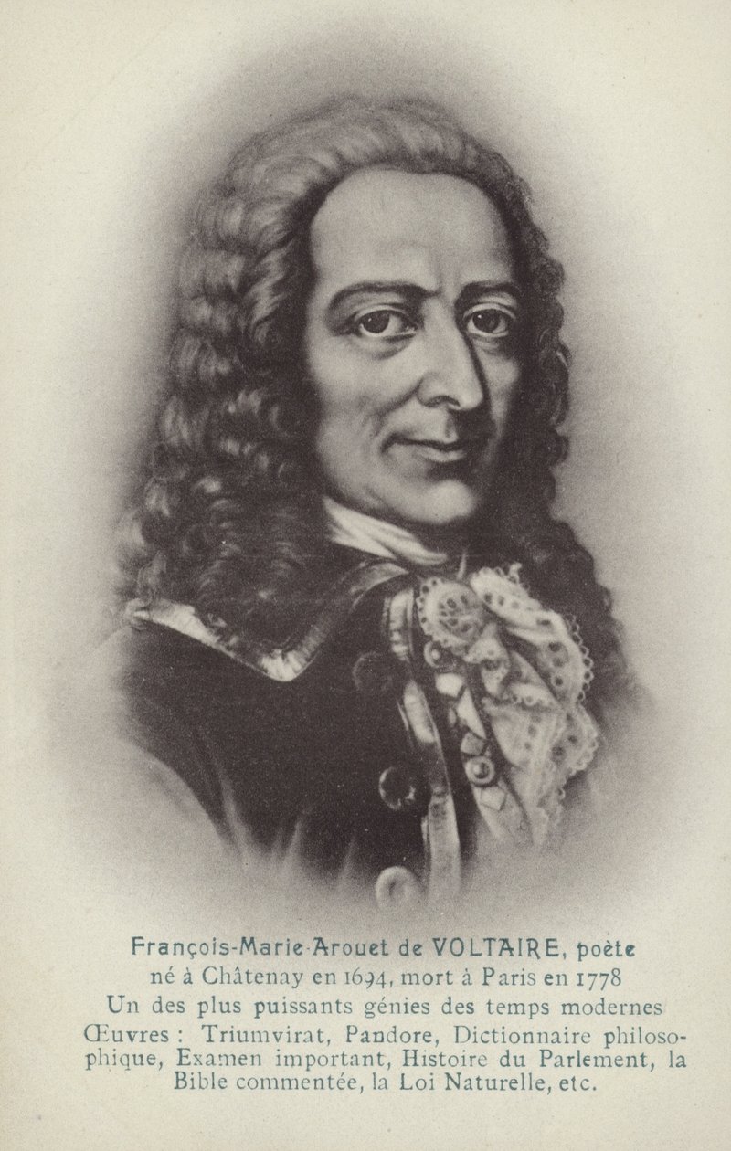 Voltaire (1694-1778), francuski pisarz, filozof i dramaturg (litografia) autorstwa French School