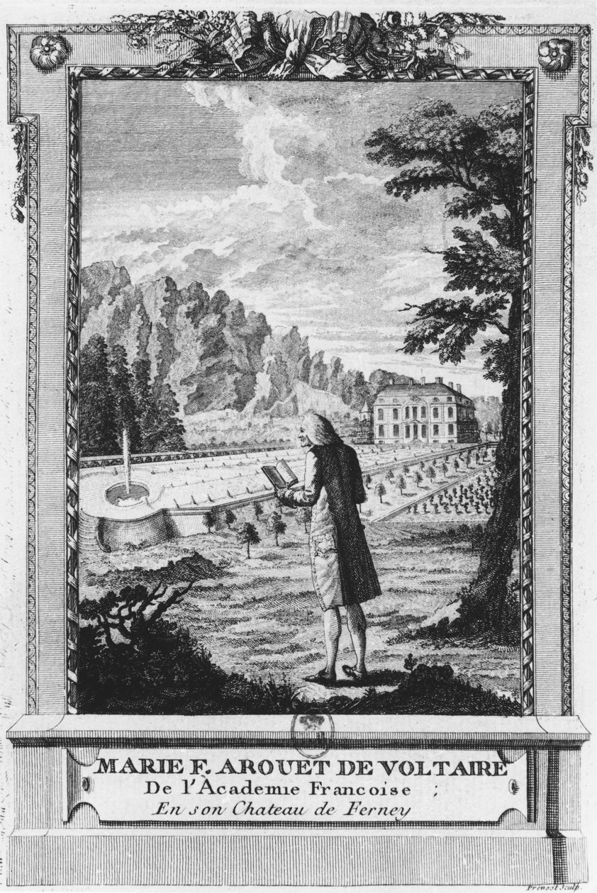 Voltaire w Ferney, grawerowane przez Prevosta (XVIII wiek) autorstwa French School