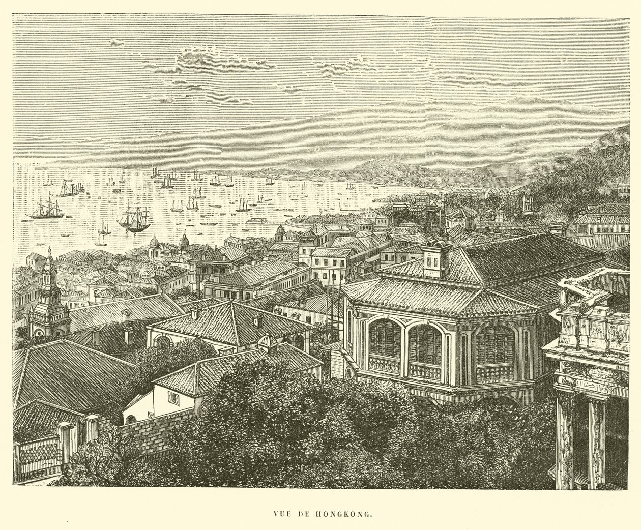 Widok na Hongkong (grawerunek) autorstwa French School