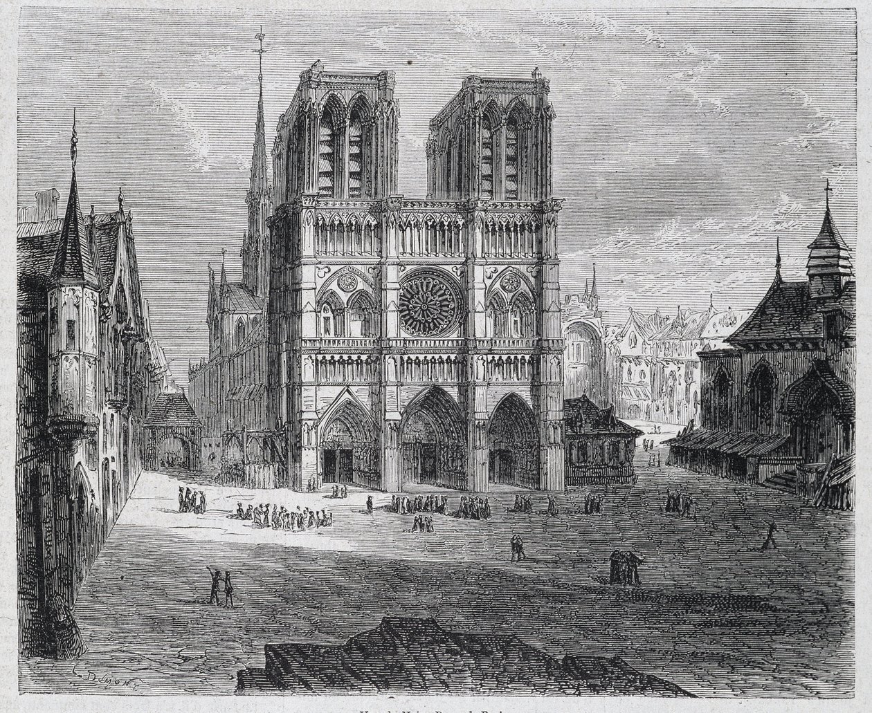 Widok Notre-Dame de Paris - w „”Paryżu przez wieki””, H. Gourdon de Genouillac, wyd. F. Roy, Paryż autorstwa French School