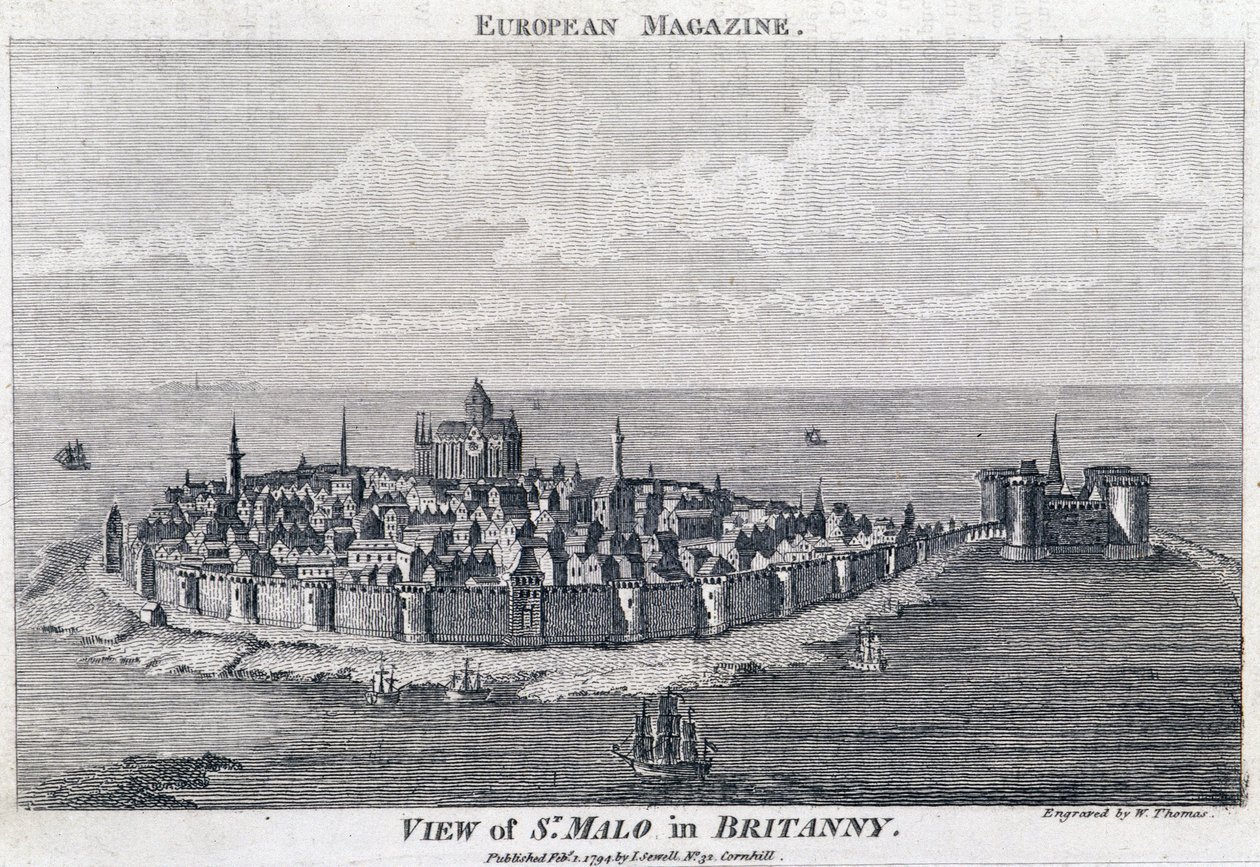 Widok St Malo - Grawerowanie autorstwa Thomasa autorstwa French School