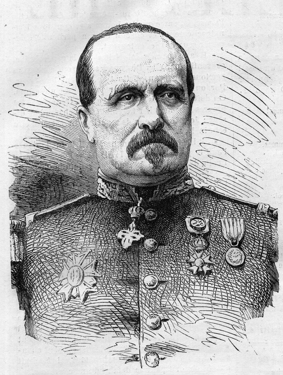 Wojna 1870: portret Jules Marie Ladreit de La Charriere (1806-1870), francuskiego żołnierza. Grawer w „”Le Monde Illustré”” nr 714 z dnia 17 grudnia 1870 r. autorstwa French School