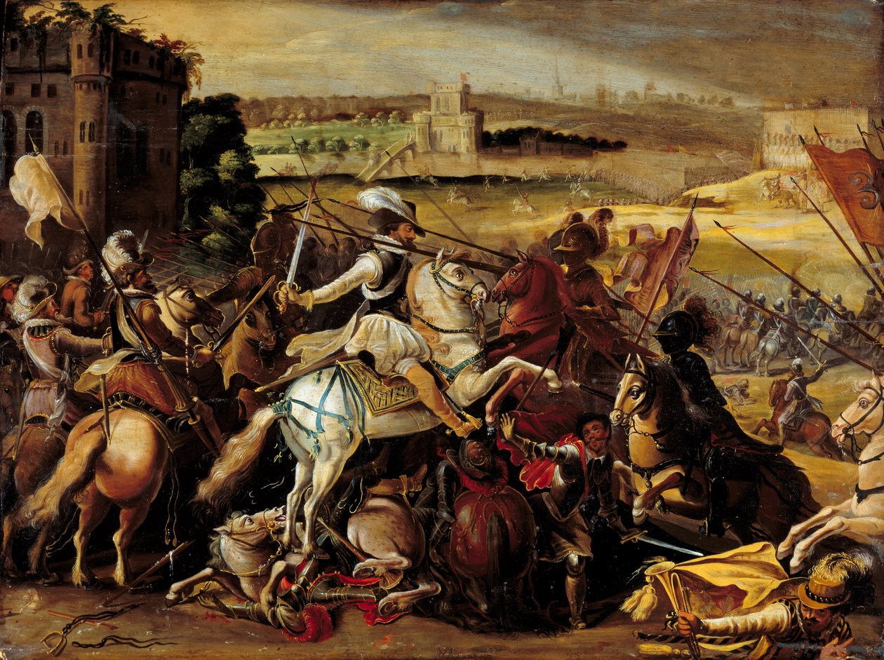 Wojna religijna: „” Henryk IV w bitwie pod Arques (21 września autorstwa French School