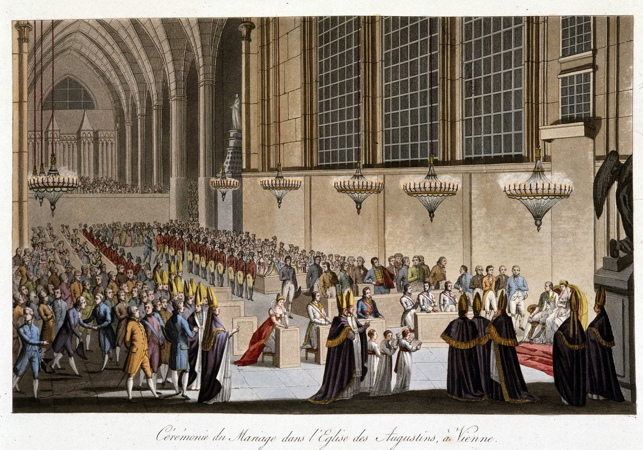 Ceremonia ślubna (Napoleon i Maria Ludwika Habsburżanka) w kościele Augustynów w Wiedniu, 2 kwietnia autorstwa French School