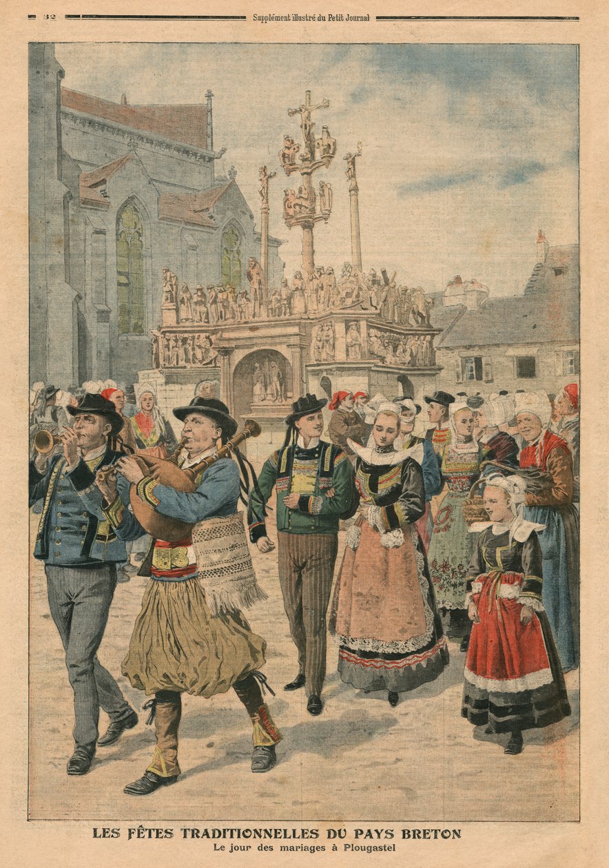 Dzień ślubu w Plougastel, Bretania, ilustracja z Le Petit Journal, dodatek illustre, 27 stycznia 1907 autorstwa French School