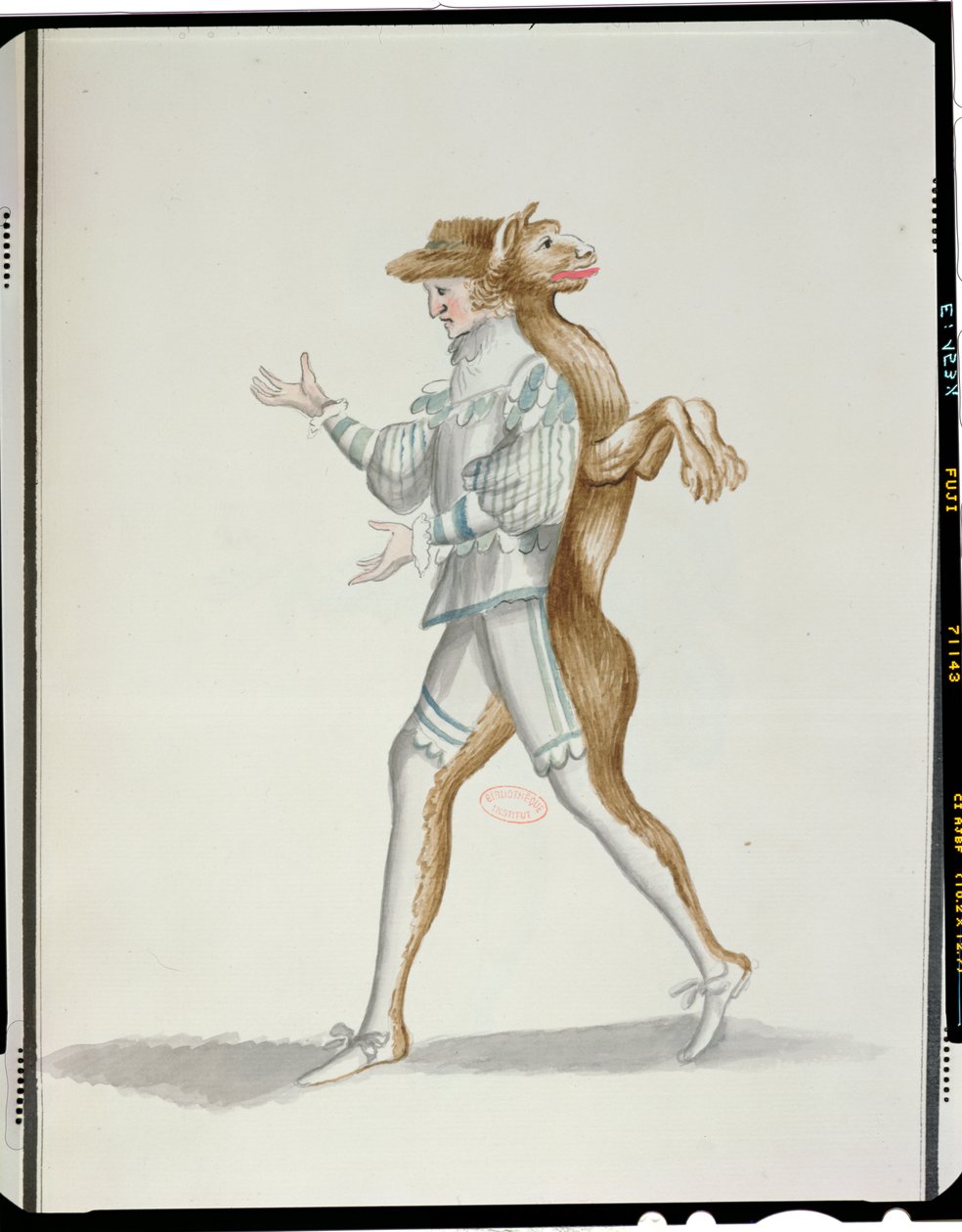 Kostium wilkołaka do Ballet de la Nuit Jean-Baptiste Lully (1632-87) tańczony przez Ludwika XIV, 23 lutego 1653 (wc na papierze) autorstwa French School