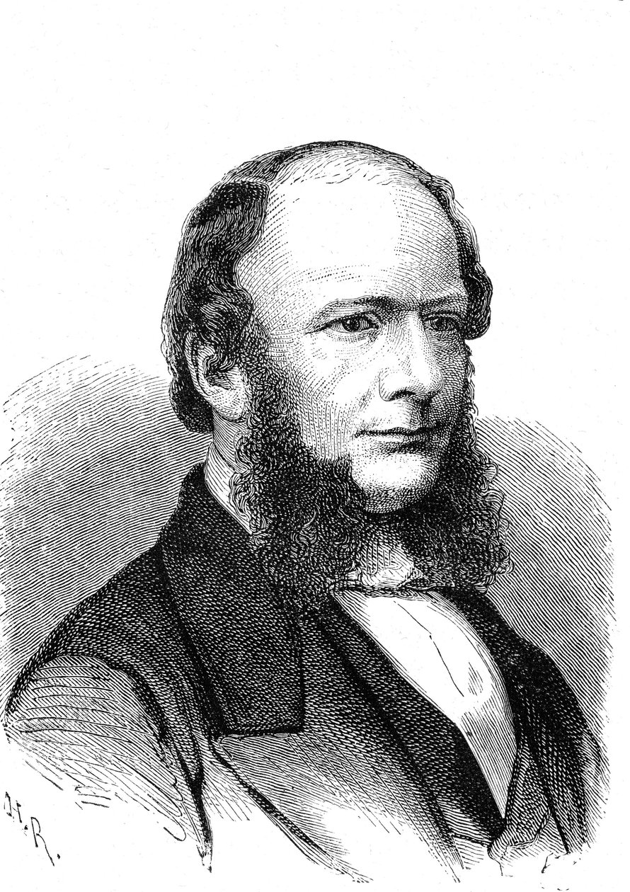 Werner von SIEMENS (1816-1892), niemiecki wynalazca i przemysłowiec (telegraf elektryczny). Grawerowanie 1868 autorstwa French School