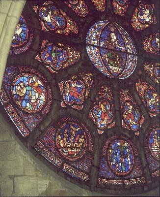 West Rose Window, fragment Sądu Ostatecznego, ok. 1225 (witraż) autorstwa French School