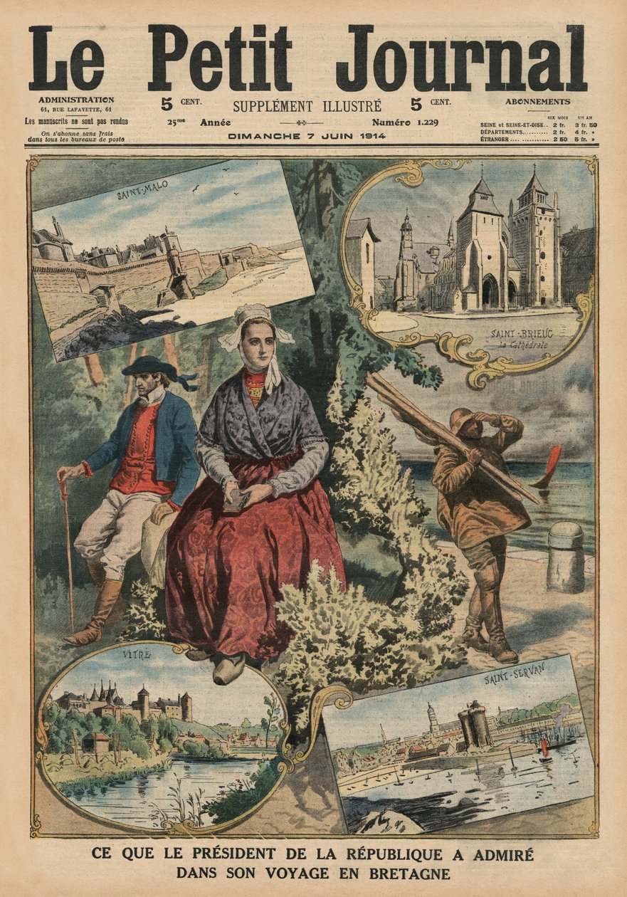 To, co podziwiał Prezydent Republiki podczas podróży po Bretanii, ilustracja z okładki „Le Petit Journal”, dodatek illustre, 7 czerwca 1914 autorstwa French School