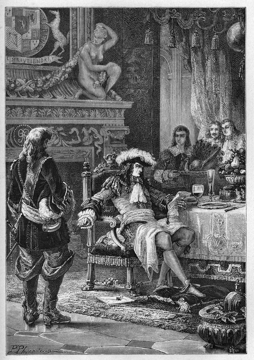 Wilhelm III Orański otrzymuje wiadomość o narodzinach księcia Walii - Wilhelm III (1650-1702) otrzymuje wiadomość o narodzinach księcia Walii - Wiadomości dla Wilhelma III - grawerunek z „” L