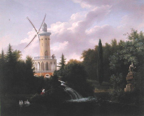 Wiatrak w Folie-Beaujon w Paryżu, ok. 1830 r. autorstwa French School