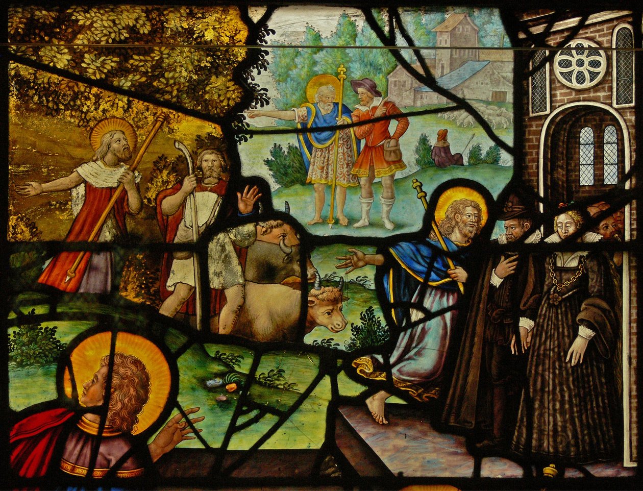 Okno Charnier-10 przedstawiające Mannę z Nieba; Chrystus i Hostia autorstwa French School