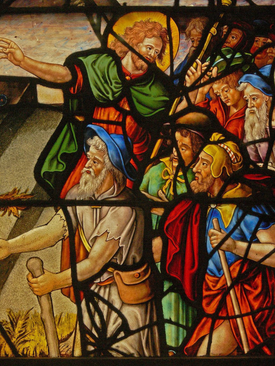 Okno Charnier-10 przedstawiające Mannę z Nieba; Chrystus i Hostia autorstwa French School