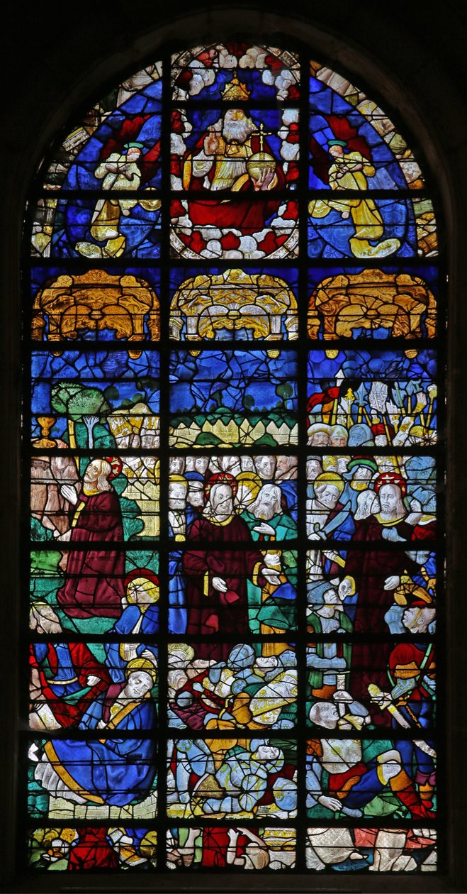 Okno przedstawiające sceny pasyjne (witraż) autorstwa French School