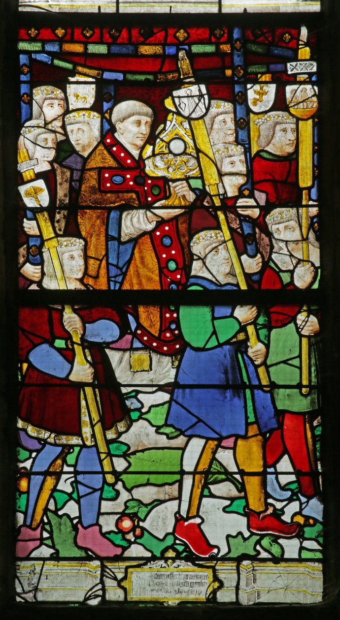 Okno przedstawiające Procesję Hostii, ok. 1495 (witraż) autorstwa French School