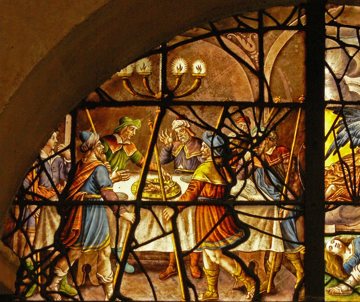 Okno w Charnier (w.6) przedstawiające Paschę autorstwa French School