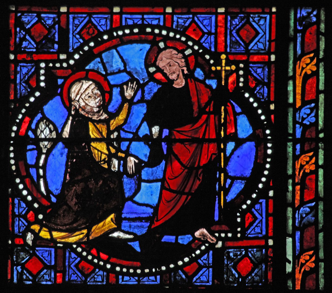 Okno w02 przedstawiające scenę Zmartwychwstania: Noli Me Tangere autorstwa French School