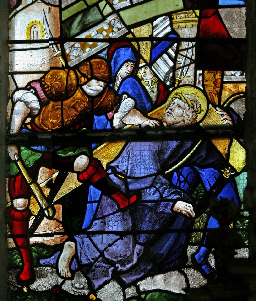 Okno w0 przedstawiające Via Crucis autorstwa French School