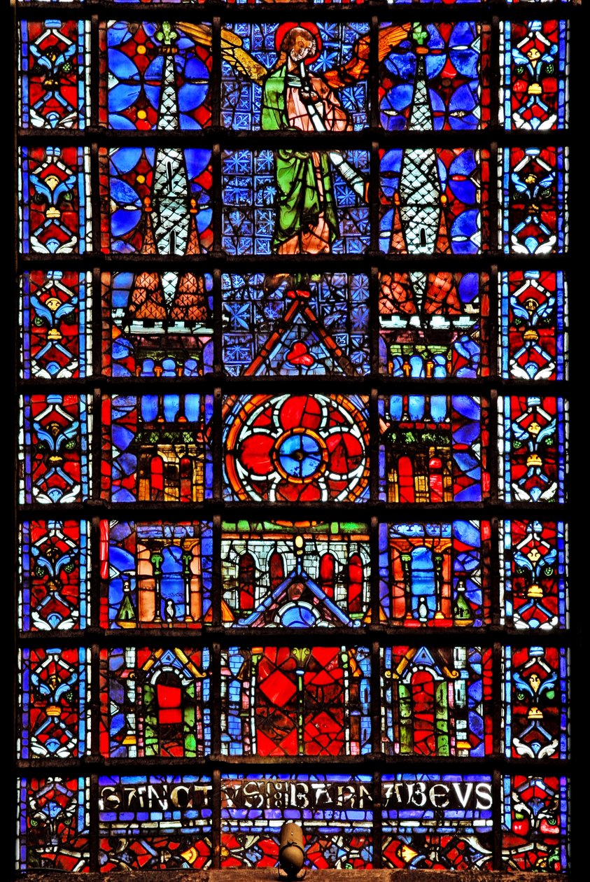 Okno w107 przedstawiające katedrę kościelną w Therouanne autorstwa French School