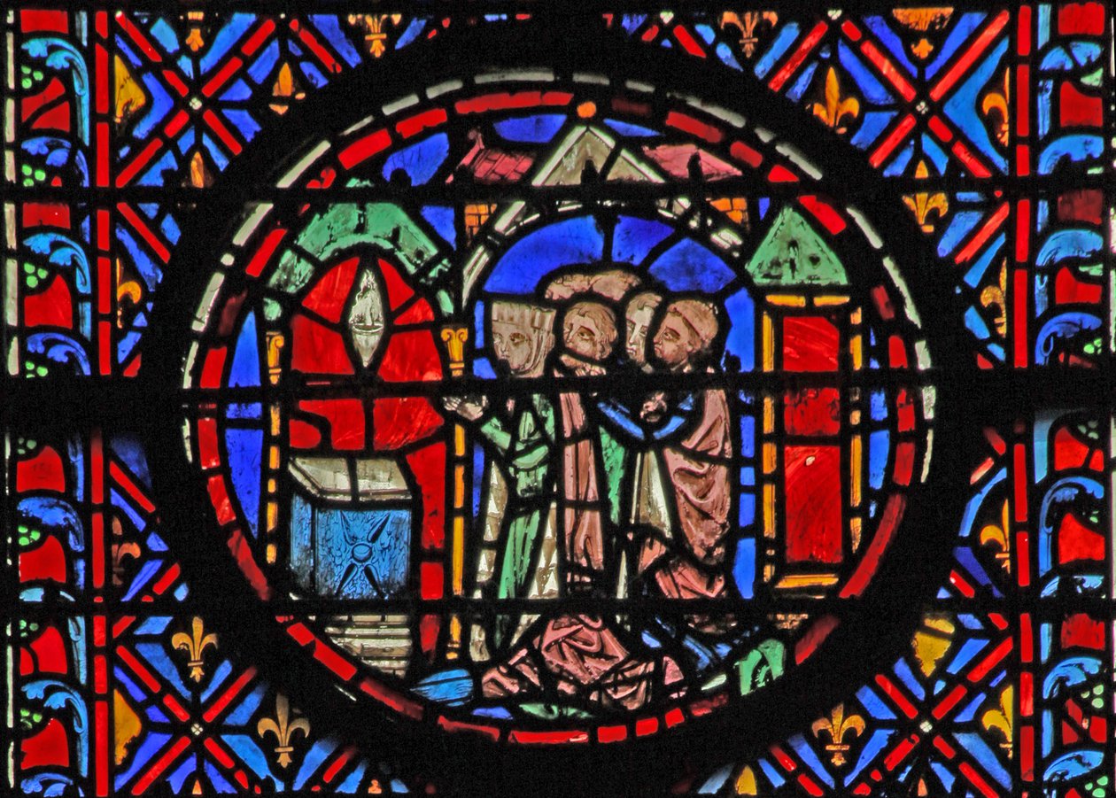 Okno w12 Judyta poświęca Bogu klątwę dla Holofernesa Judyta XVI 23 autorstwa French School