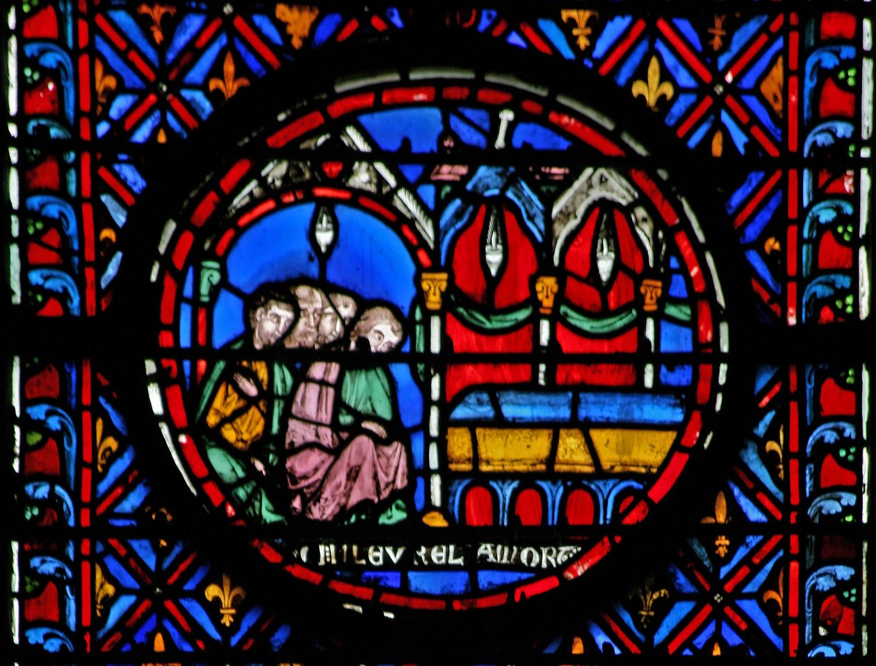 Okno w12 ludzie płaczą nad śmiercią Judith. Judyta XVI 29 autorstwa French School