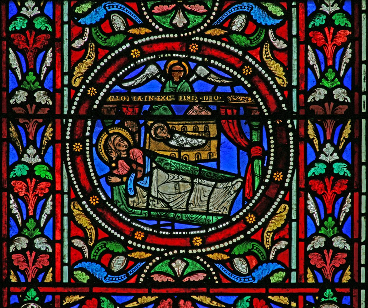 Okno w13 przedstawiające Narodzenia autorstwa French School