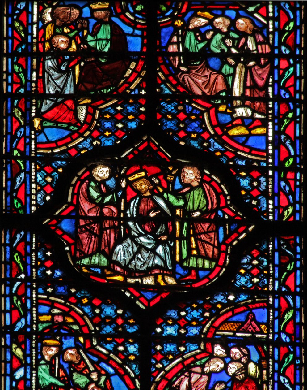 Okno w14 Koronacja Davidsa w Hebronie II Sam V 1-3 autorstwa French School