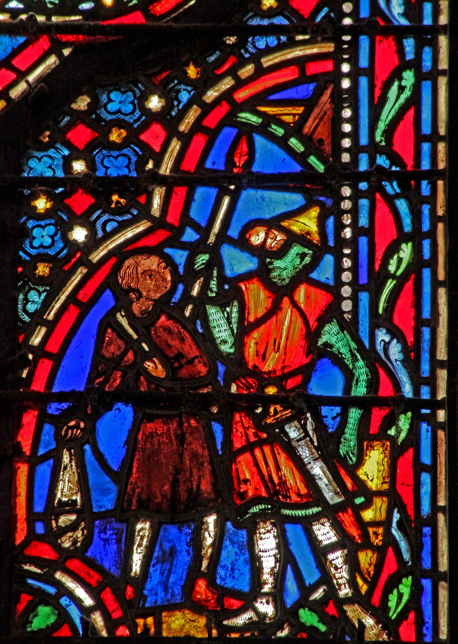 Okno w14 Kamień Dawida uderzający Goliata I Samuela XVI 41-49 autorstwa French School