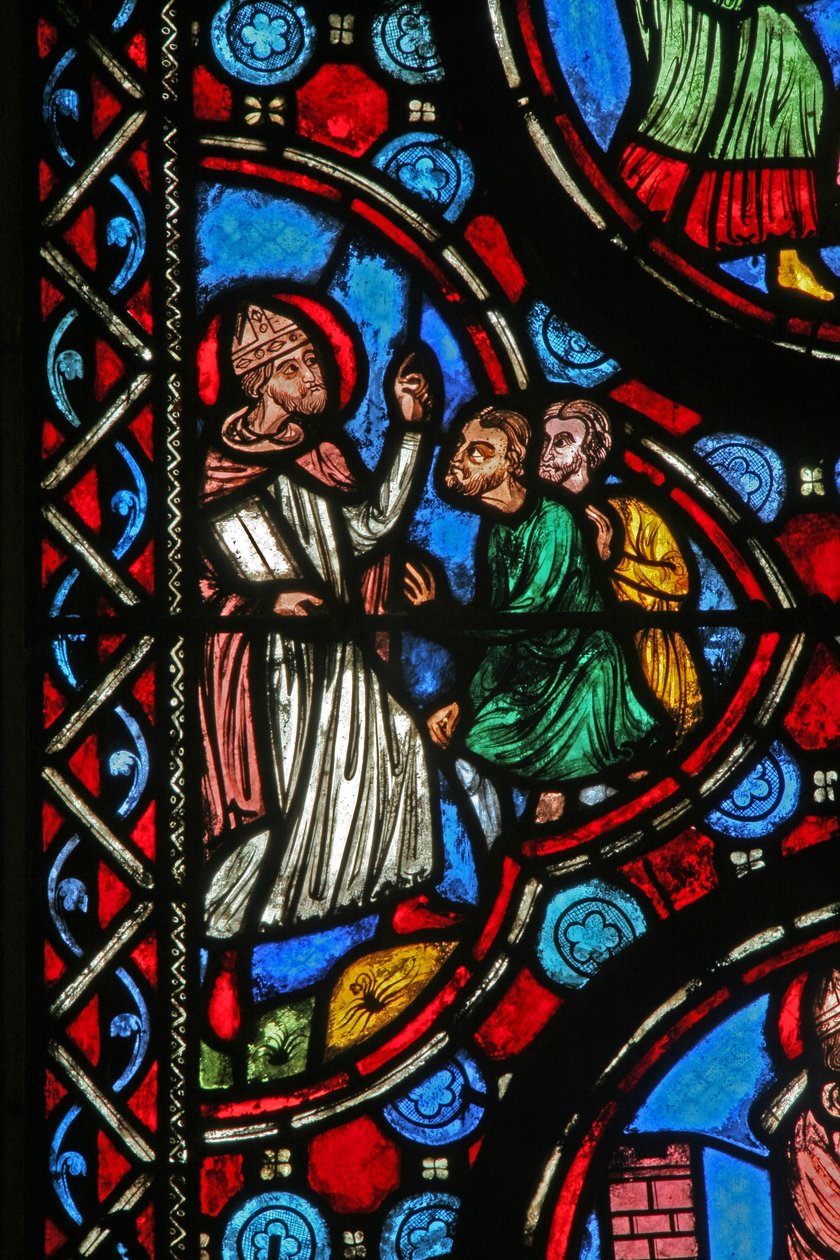 Okno w1 przedstawiające scenę z życia św. Marcina (witraż) autorstwa French School