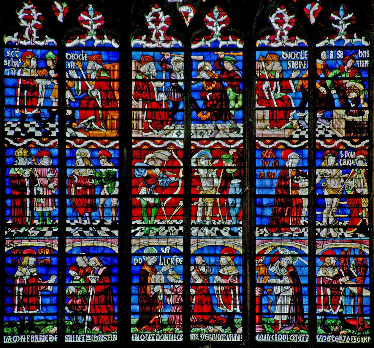 Okno w233 przedstawiające okno św. Sebastiana autorstwa French School