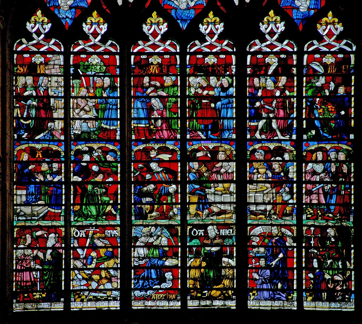Okno w236 przedstawiające sceny z historii Daniela autorstwa French School