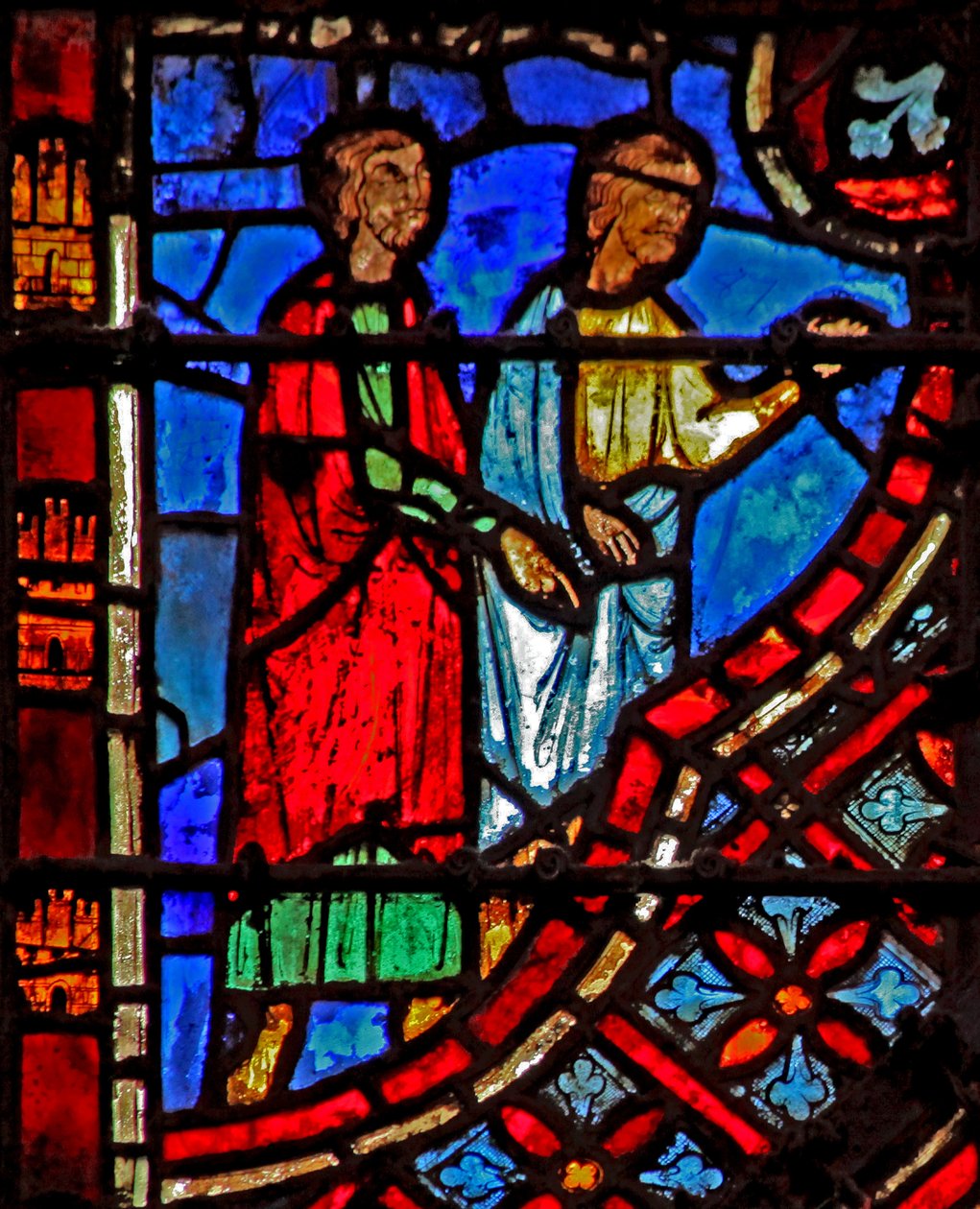 Okno w2 wyruszają Izraelici (prowadzeni przez kolumnę ognia - tutaj nie pokazano) Wj XIII 21-22 autorstwa French School