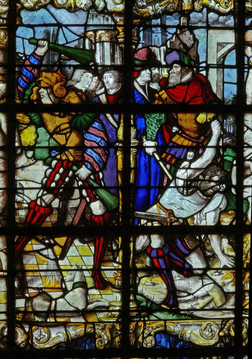 Okno w37 przedstawiające sceny z życia św. Barbary autorstwa French School