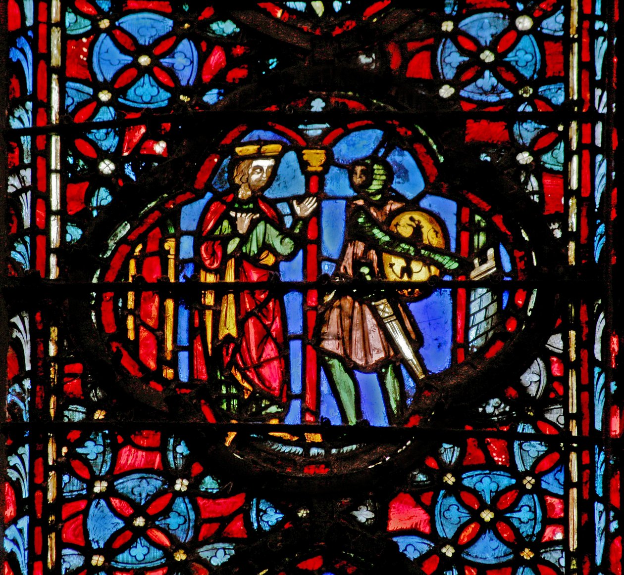 Okno w4 Joshua spotyka Gibeonitów Josh IX 6-8 autorstwa French School