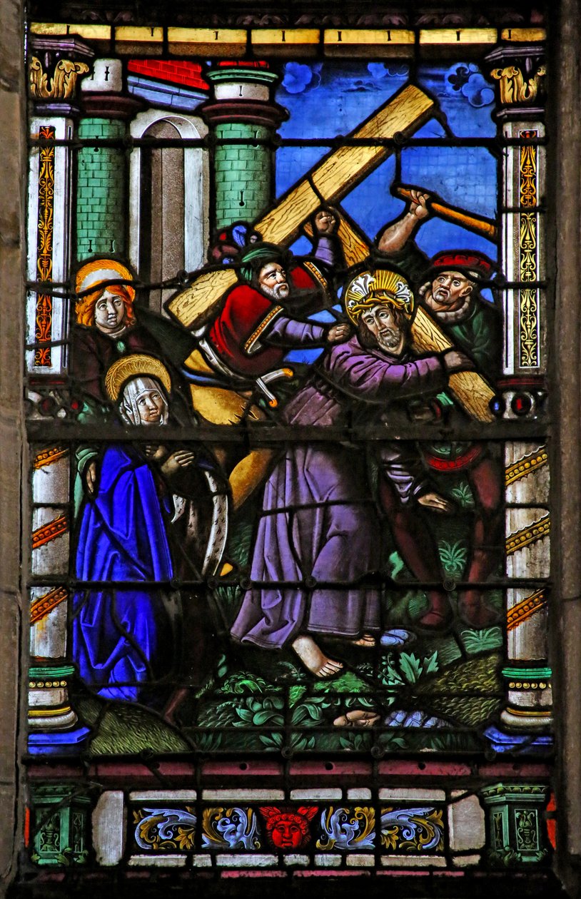 Okno w4 przedstawiające Via Crucis autorstwa French School