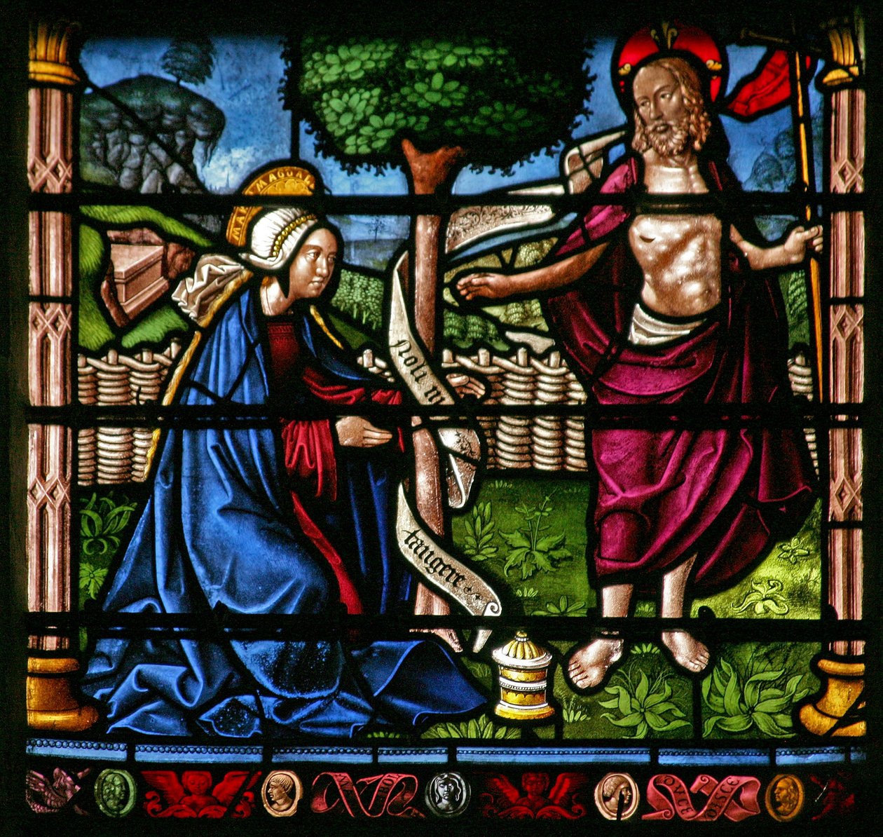 Okno w6 przedstawiające scenę Zmartwychwstania: Noli Me Tangere autorstwa French School