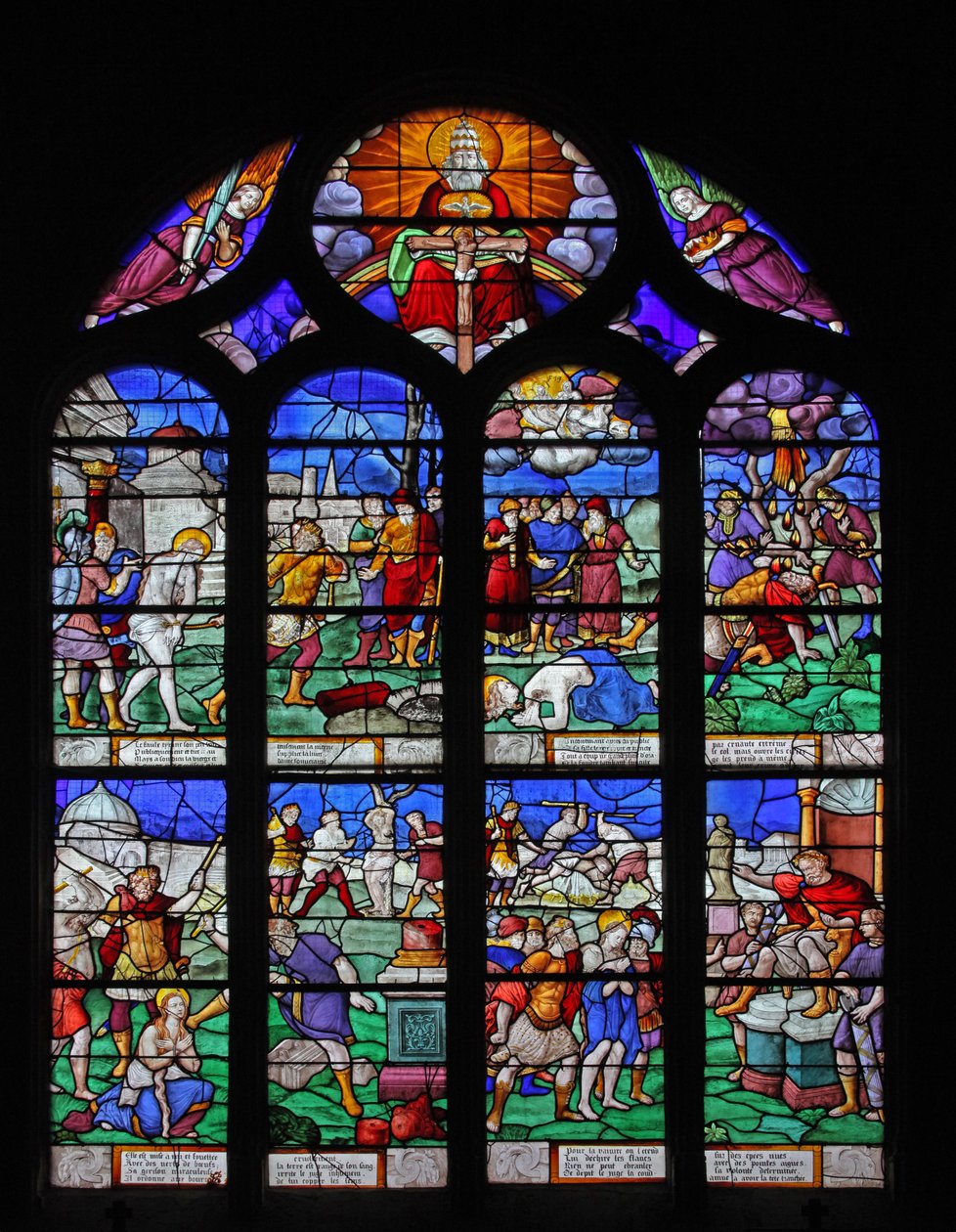 Okno w7 przedstawiające sceny z życia św. Barbary autorstwa French School