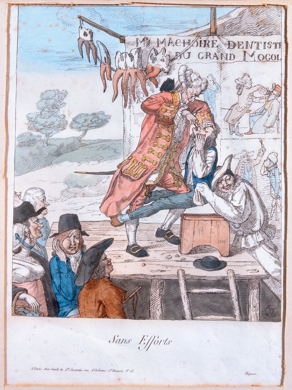 Bez wysiłku, 1781 (kolorowe grawerowanie) autorstwa French School