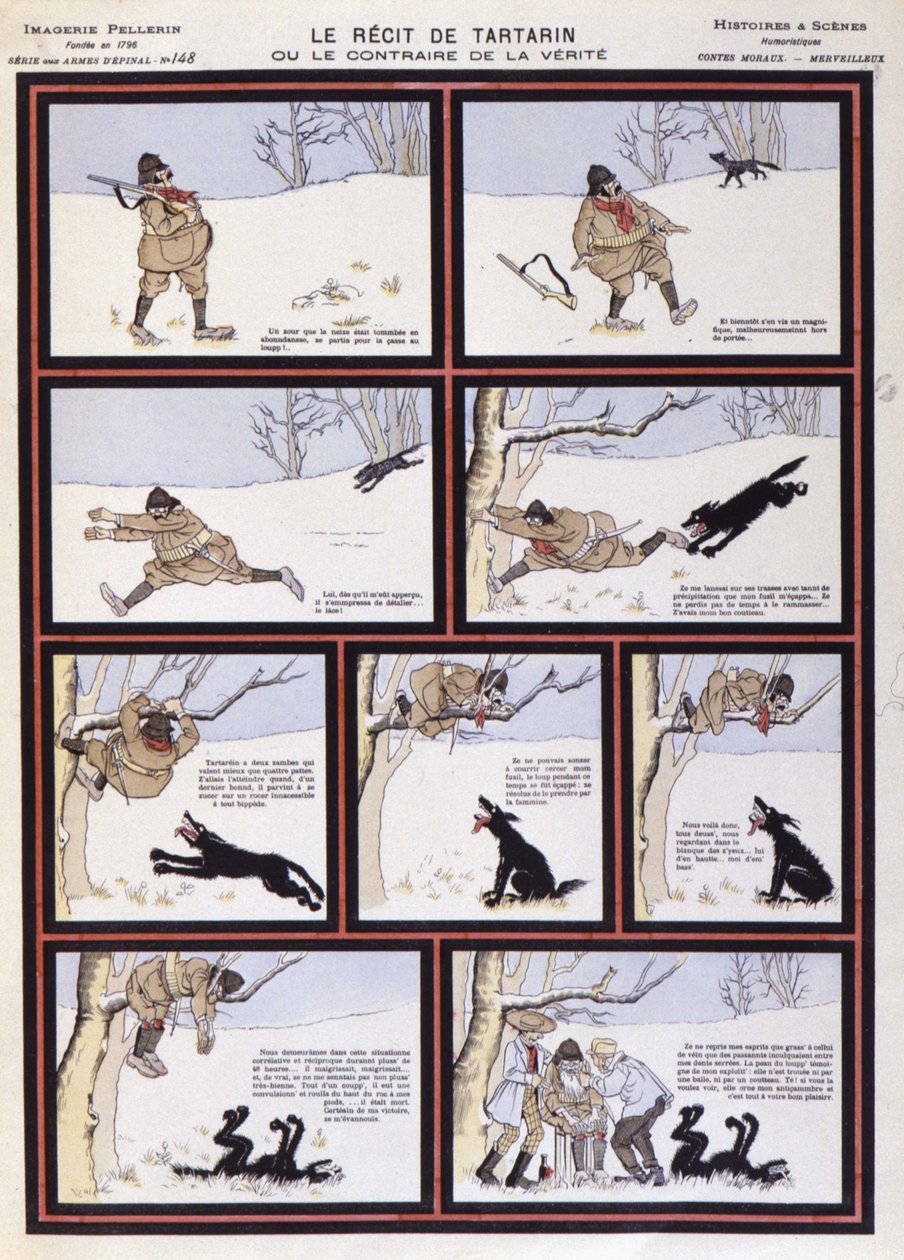 Wolf Hunt, „Opowieść Tartarina, czyli przeciwieństwo prawdy” – wizerunek Epinal, Paryż, XX w. autorstwa French School