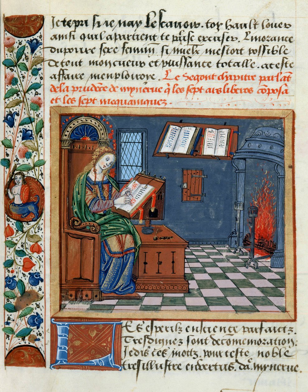 Kobieta iluminująca Księgę Roztropnej i Nieroztropnej Katarzyny Damboise, 1509 autorstwa French School