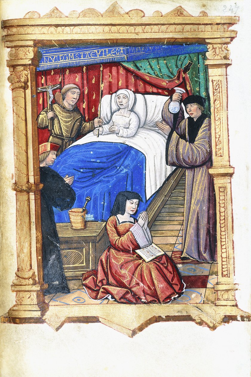 Kobieta w scenie na łożu śmierci z Janem Chrzcicielem, ok. 1475-1500 autorstwa French School