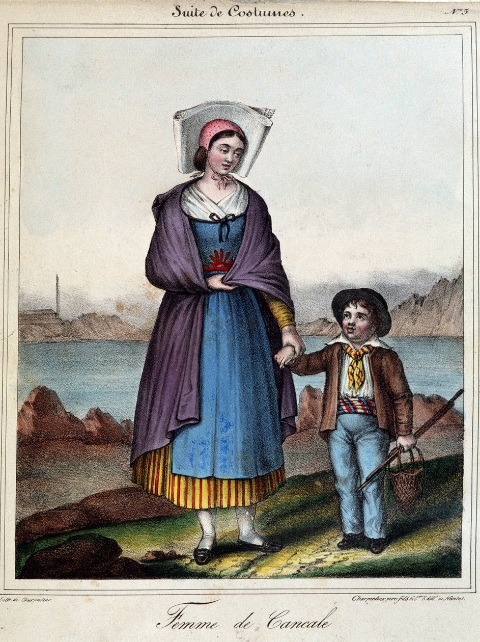 Kobieta z Cancale i jej dziecko, około 1845 r. autorstwa French School