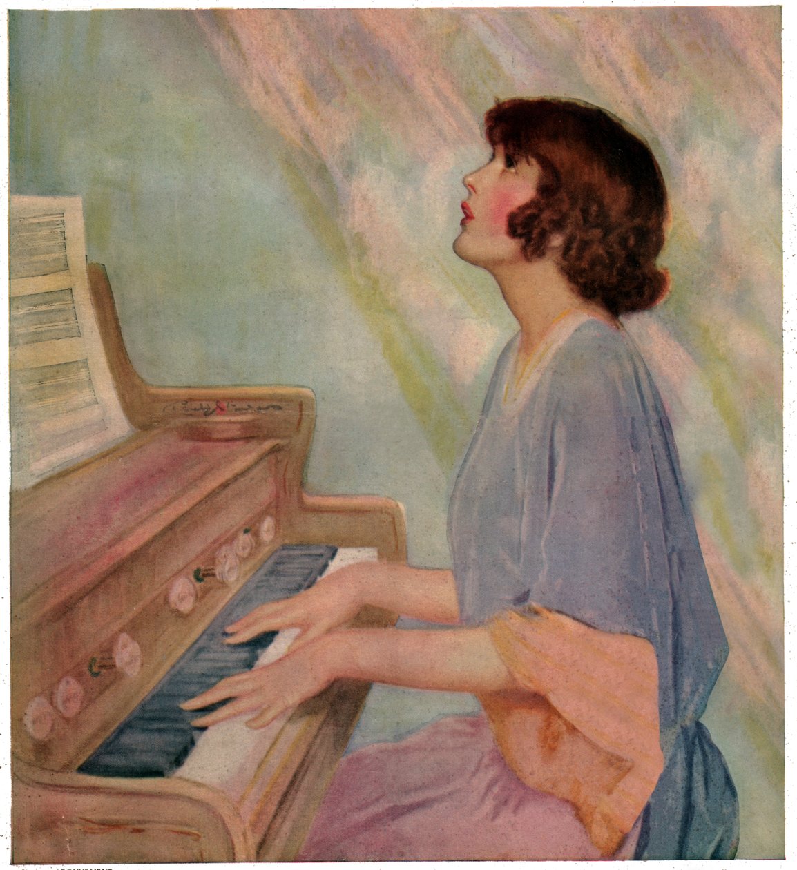 Kobieta gra na organach autorstwa French School