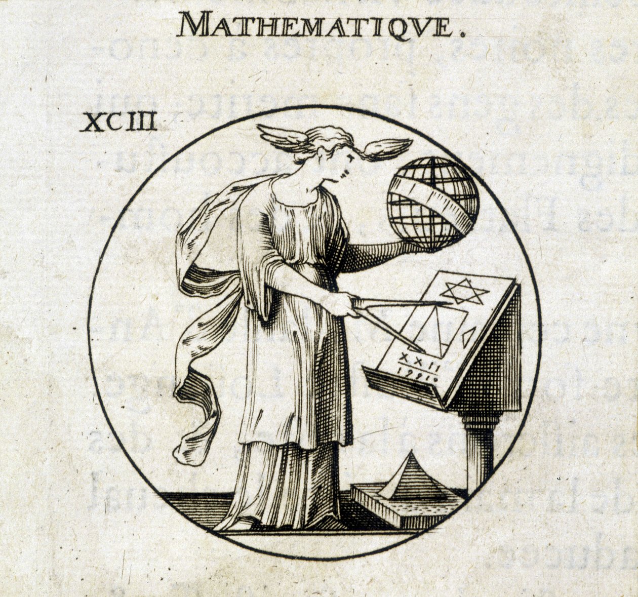 Kobieta z komppasami i kulą ziemską, personifikacja matematyki autorstwa French School