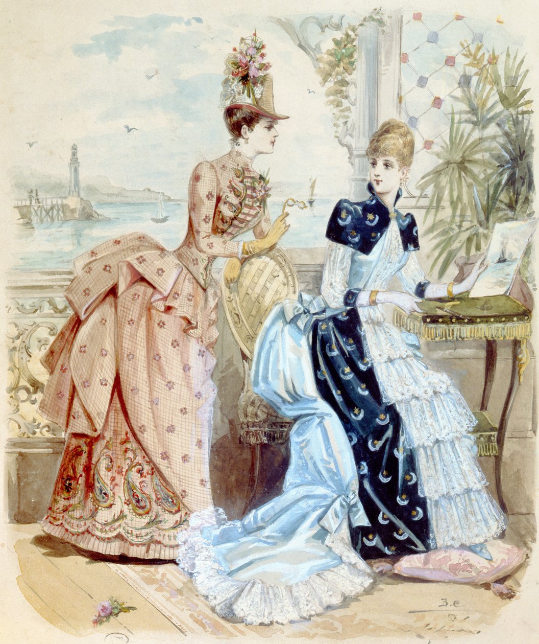 Kobiety w kurorcie nad morzem, 1885 autorstwa French School