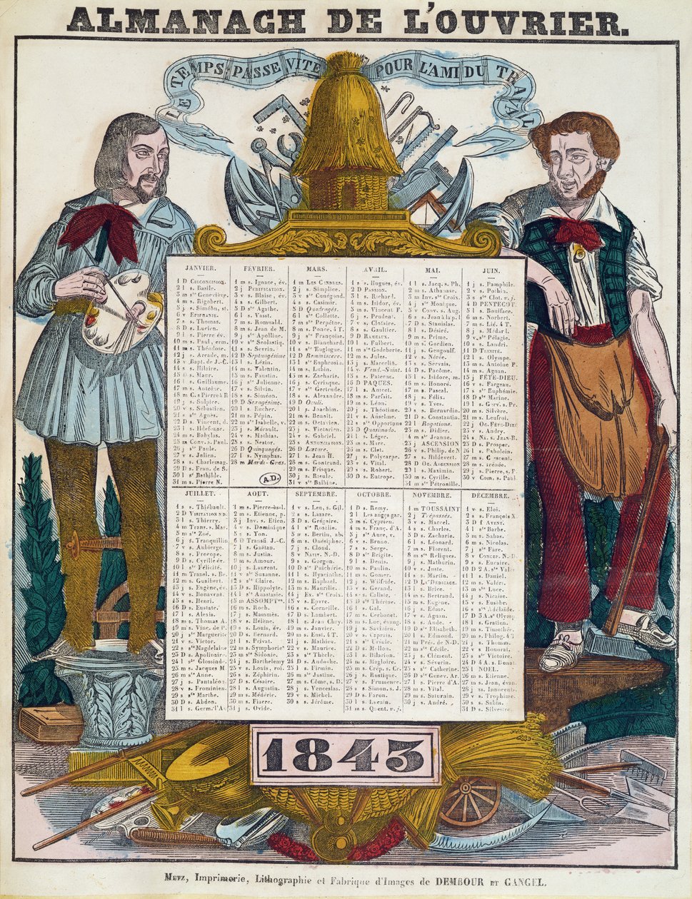 Kalendarz robotniczy na rok 1843 autorstwa French School
