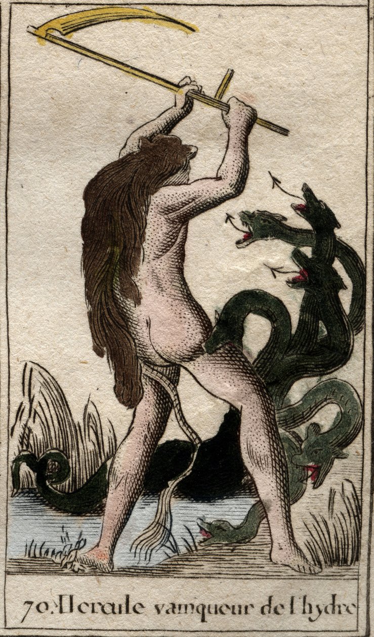 Dzieła Herkulesa: „”Herkules zabijający Hydrę Lernejską”” (Praca Heraklesa, Herkules zabijający Hydrę Lernejską) Z „”Mitologia młodości”” Pierre Blancharda 1803. autorstwa French School